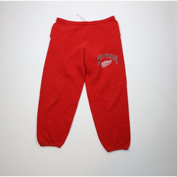Vtg 90s Mens Medium Distressed Detroit Red Wings Hockey Sweatpants Joggers USA